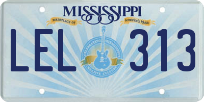 MS license plate LEL313