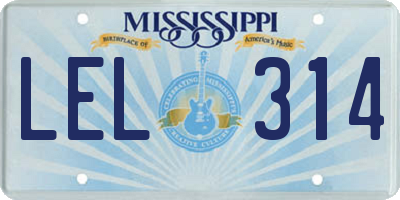 MS license plate LEL314