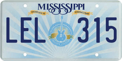 MS license plate LEL315