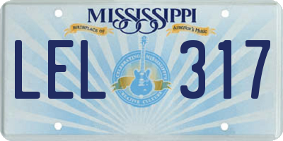 MS license plate LEL317