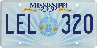 MS license plate LEL320