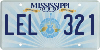 MS license plate LEL321