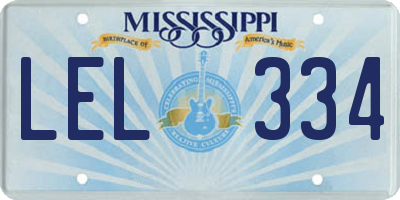 MS license plate LEL334