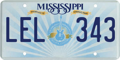 MS license plate LEL343