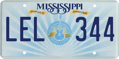 MS license plate LEL344