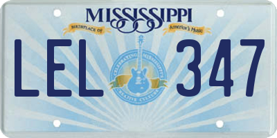 MS license plate LEL347