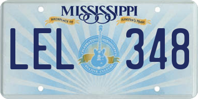 MS license plate LEL348