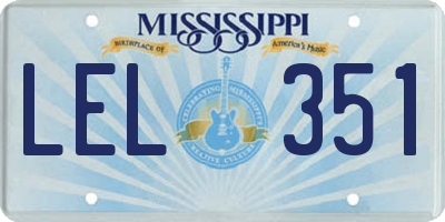 MS license plate LEL351