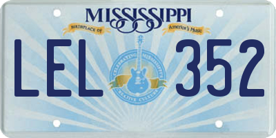 MS license plate LEL352