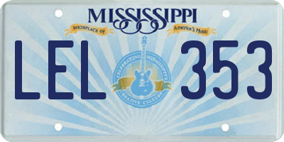 MS license plate LEL353