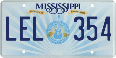 MS license plate LEL354