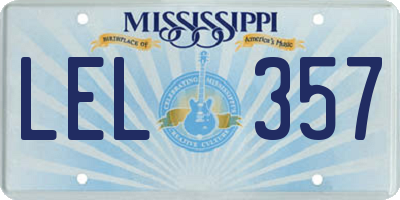 MS license plate LEL357