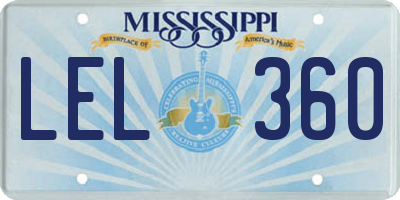 MS license plate LEL360