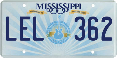 MS license plate LEL362