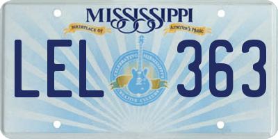MS license plate LEL363