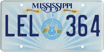 MS license plate LEL364