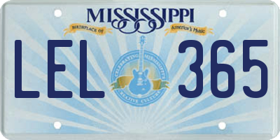 MS license plate LEL365