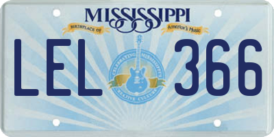 MS license plate LEL366