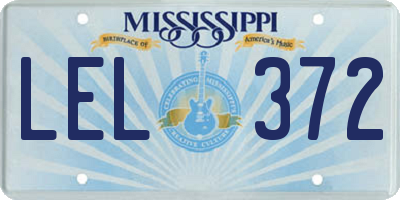 MS license plate LEL372