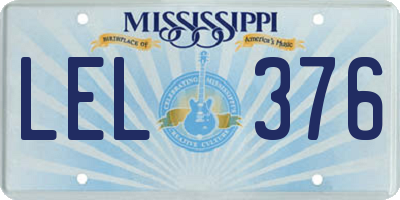 MS license plate LEL376