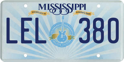 MS license plate LEL380