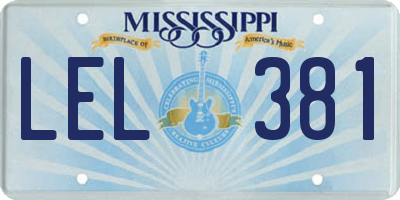 MS license plate LEL381