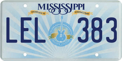 MS license plate LEL383