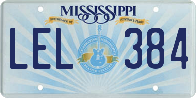 MS license plate LEL384