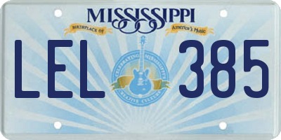 MS license plate LEL385