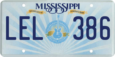 MS license plate LEL386
