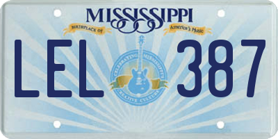 MS license plate LEL387