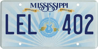 MS license plate LEL402