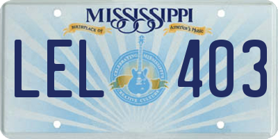 MS license plate LEL403