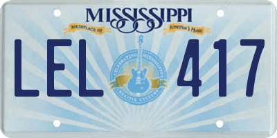 MS license plate LEL417