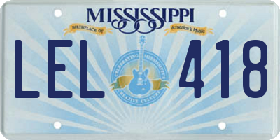 MS license plate LEL418