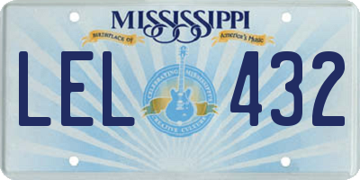 MS license plate LEL432