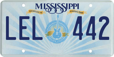 MS license plate LEL442