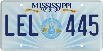 MS license plate LEL445