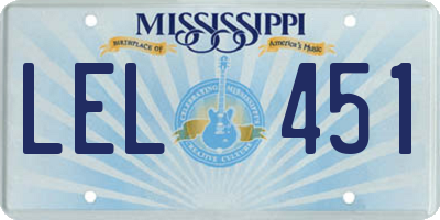 MS license plate LEL451
