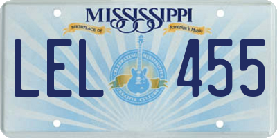 MS license plate LEL455