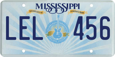 MS license plate LEL456