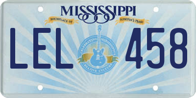 MS license plate LEL458