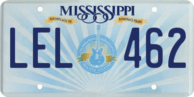 MS license plate LEL462