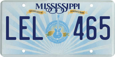 MS license plate LEL465