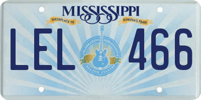 MS license plate LEL466