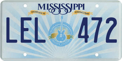 MS license plate LEL472