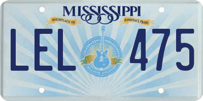 MS license plate LEL475