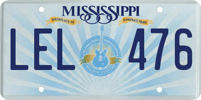 MS license plate LEL476