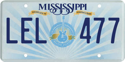 MS license plate LEL477
