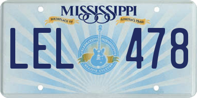 MS license plate LEL478